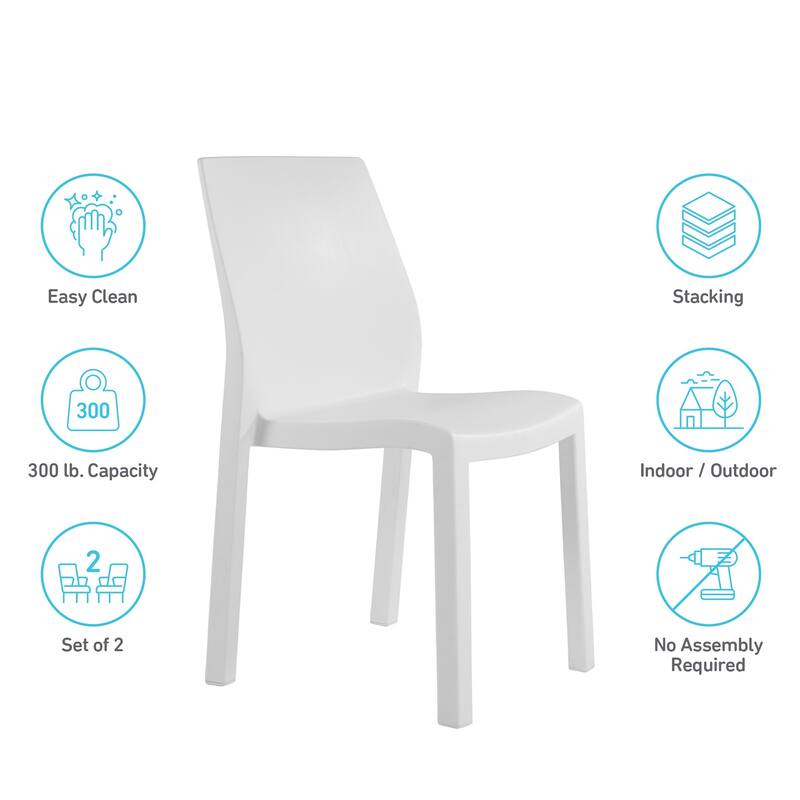 WRGHOME Modern Stacking Patio Dining Side Chair Indoor/Outdoor (Set of 2) - 33.27'' H X 18.50'' W X 21.06'' D