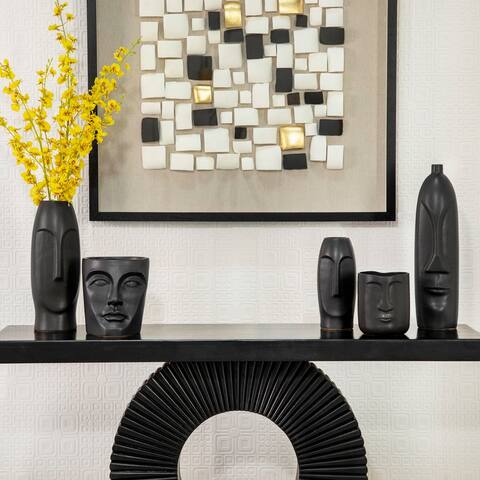 14"h Face Vase, Black 14"H