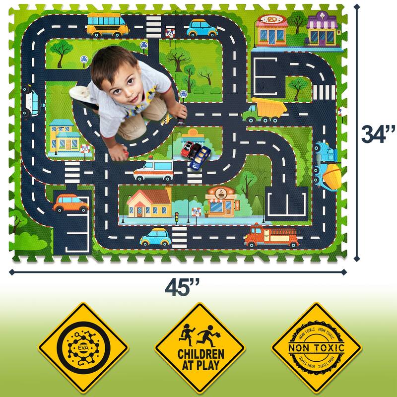 Sorbus Foam Playmat for Kids - Traffic Play Mat for Babies (12 Tiles)