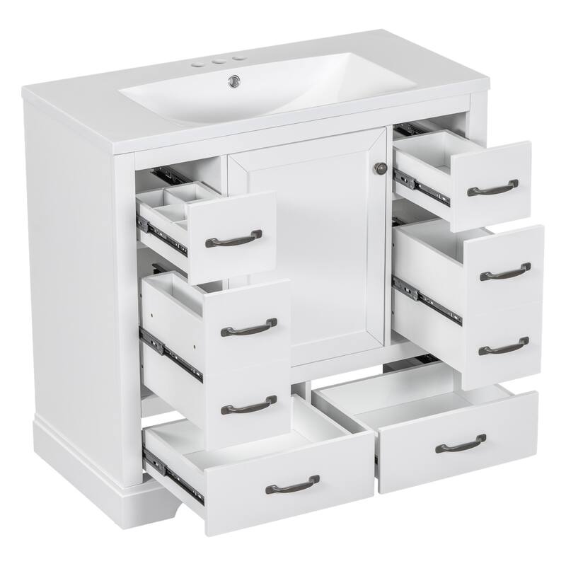 36" Bathroom Vanity with Sink Combo, Six Drawers
