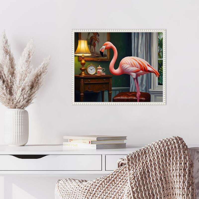 Flamingos Cozy Corner by Kintsugi99 Framed Canvas Wall Art