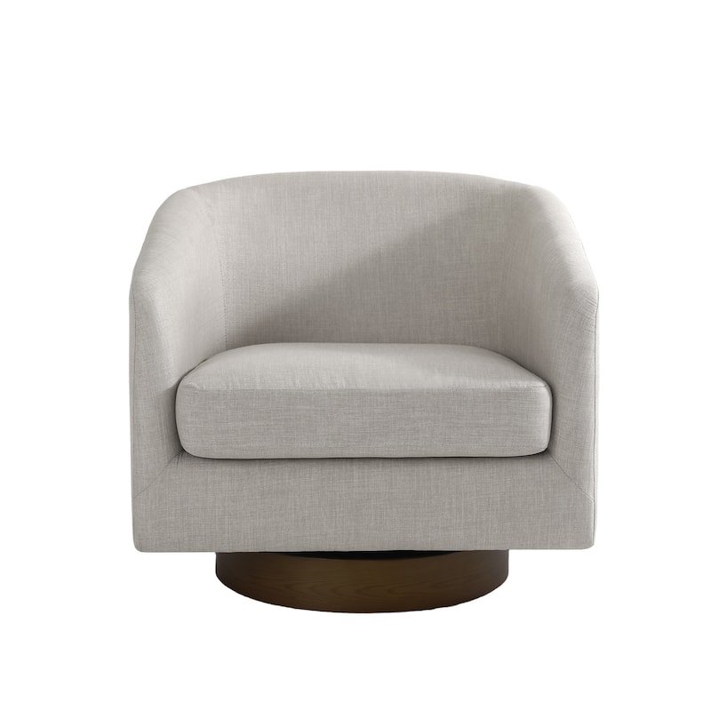 Faux Leather Wide Seat Swivel Barrel Chair