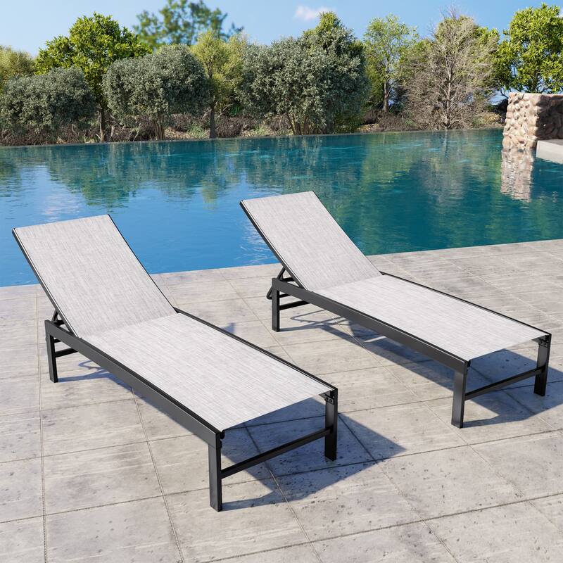 Outdoor Patio Adjustable Chaise Lounge Chairs - Earth - 2PC