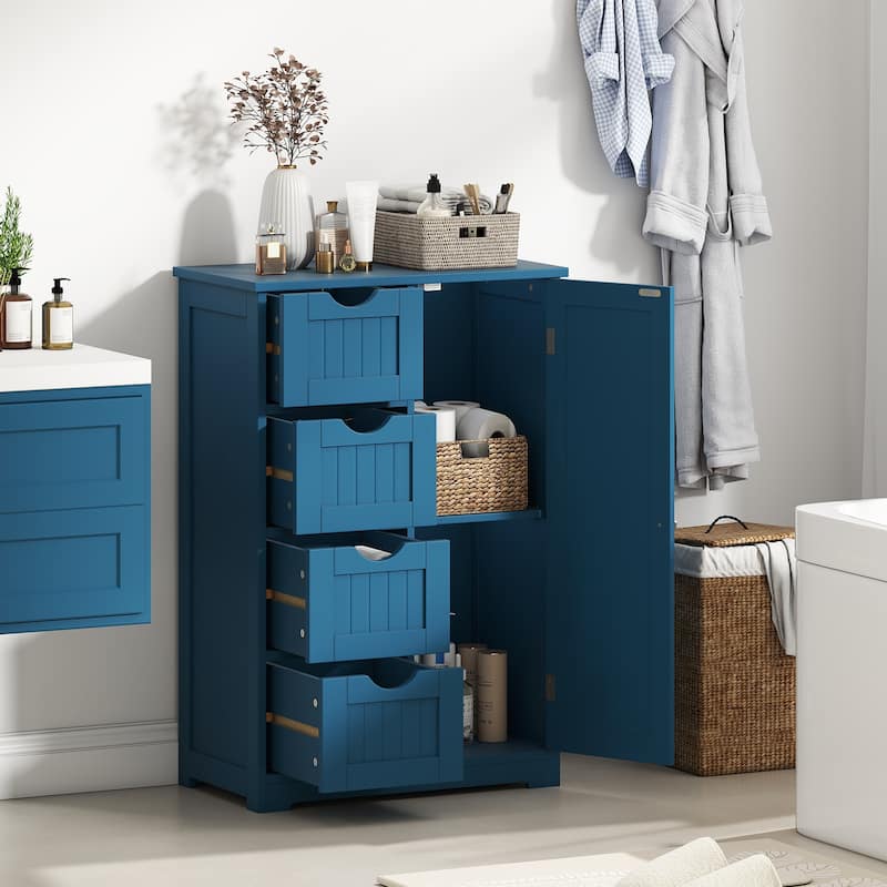 Gymax Wooden 4 Drawer FreeStanding Bathroom Floor Cabinet Storage