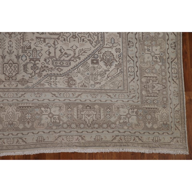 Distressed Tabriz Persian Vintage Area Rug Hand-knotted Wool Carpet - 6'10" x 9'6"