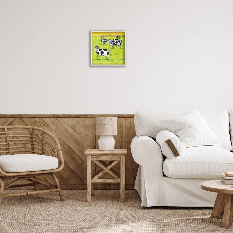 Stupell Funny Cow Herd with Specs Framed Giclee Art Design By Roger Straub