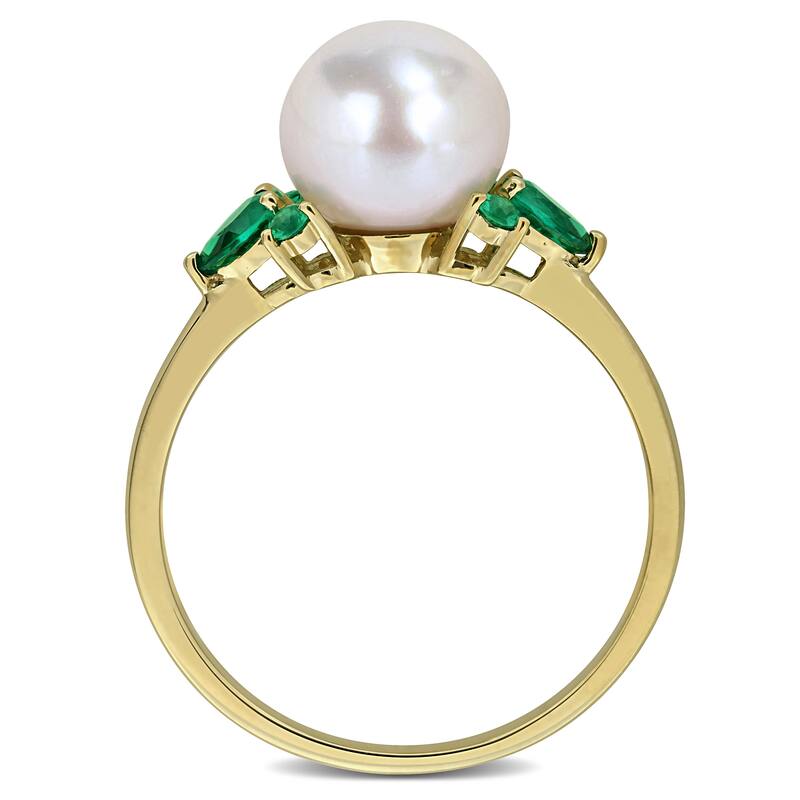 Miadora Cultured Freshwater Pearl and Gemstone Ring White or Yellow 14k Gold