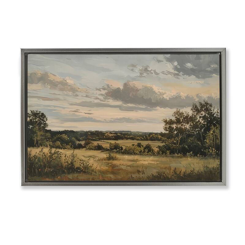 Stupell Evening Light Countryside Framed Floater Canvas Wall Art Design By LSR Creative Studio - 31 x 21 - Grey