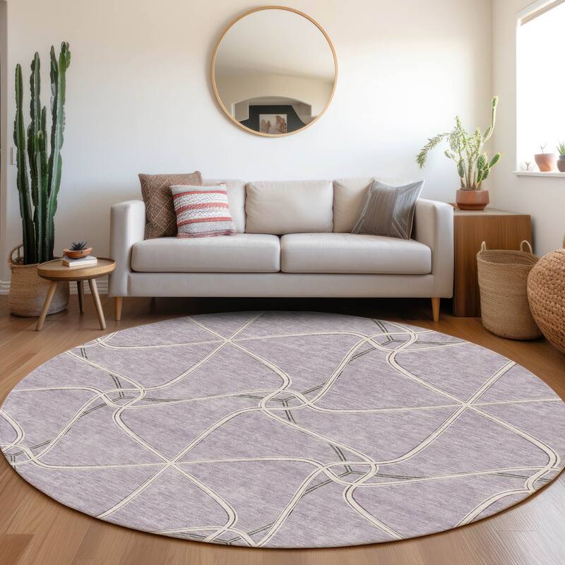 Premium Washable Super Soft Contemporary Geo Mayfield Rug - Lavender - 8' x 8'