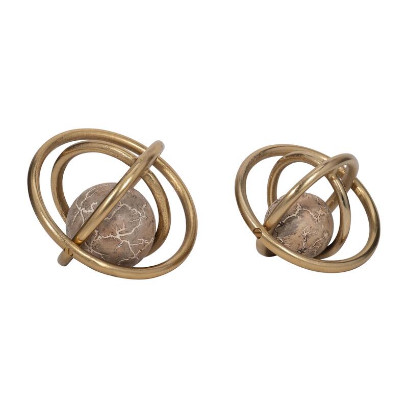 Sagebrook Home 7/8" Solaro Metal Orbs, Decorative Centerpiece Home Decor Accents, Set of 2