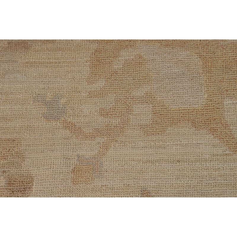 Hand Knotted Oriental 100% Wool Carpet Transitional All-Over Beige & Ivories Oushak Area Rug - 9' 10'' X 7' 11''