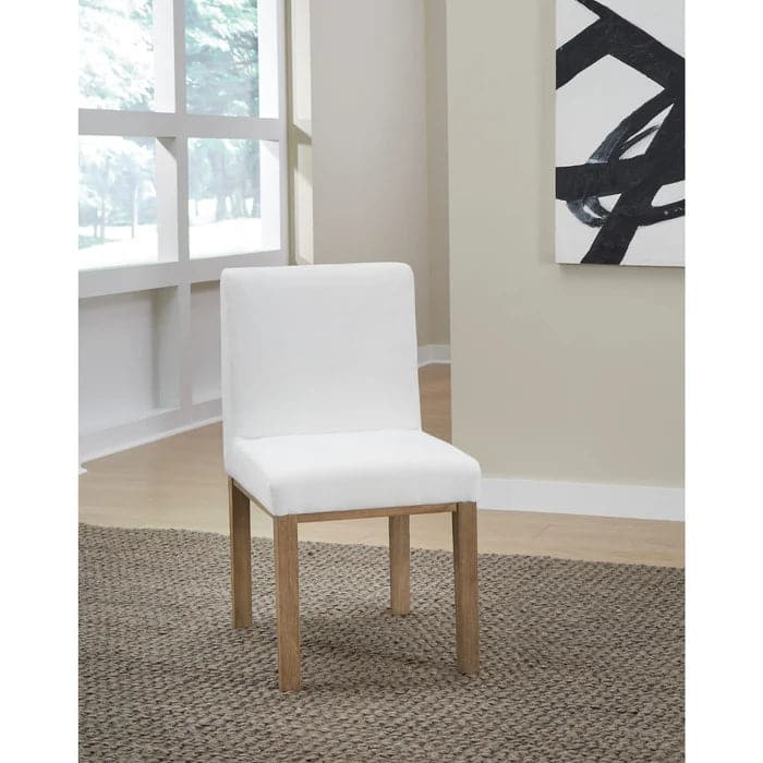 Seabourne Modern Upholstered Dining Side Chair & Arm Chair in White Pearl & Bisque