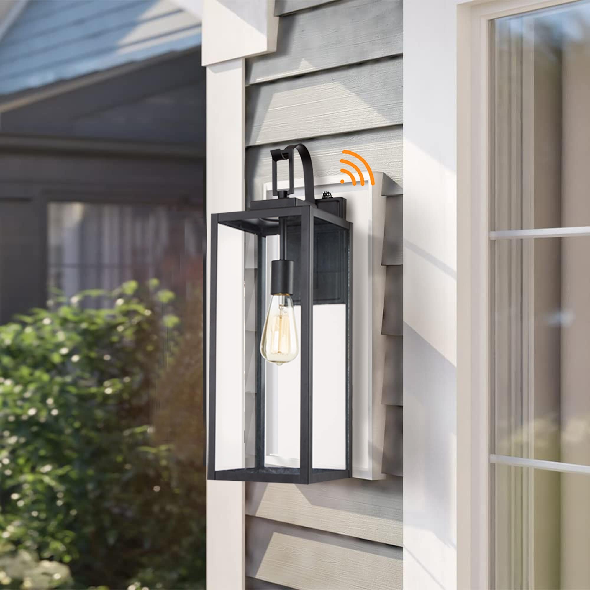 1-Light 22.48in Matte Black Outdoor Wall Lantern with Clear Glass
