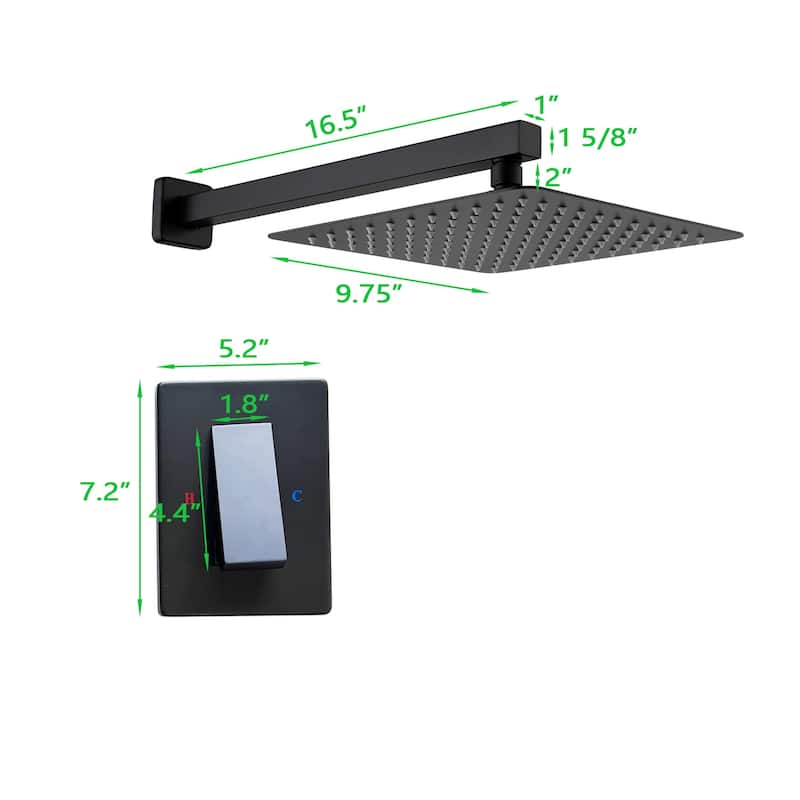 Topcraft Wall-mounted Rainfall Shower System - 10*10