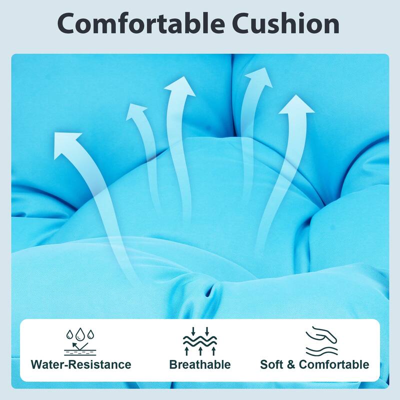 Hanging Chair PE Hanging Chair with Stainless Steel Suspension kit, Outdoor Garden Rattan Egg Swing Chair with Cushion