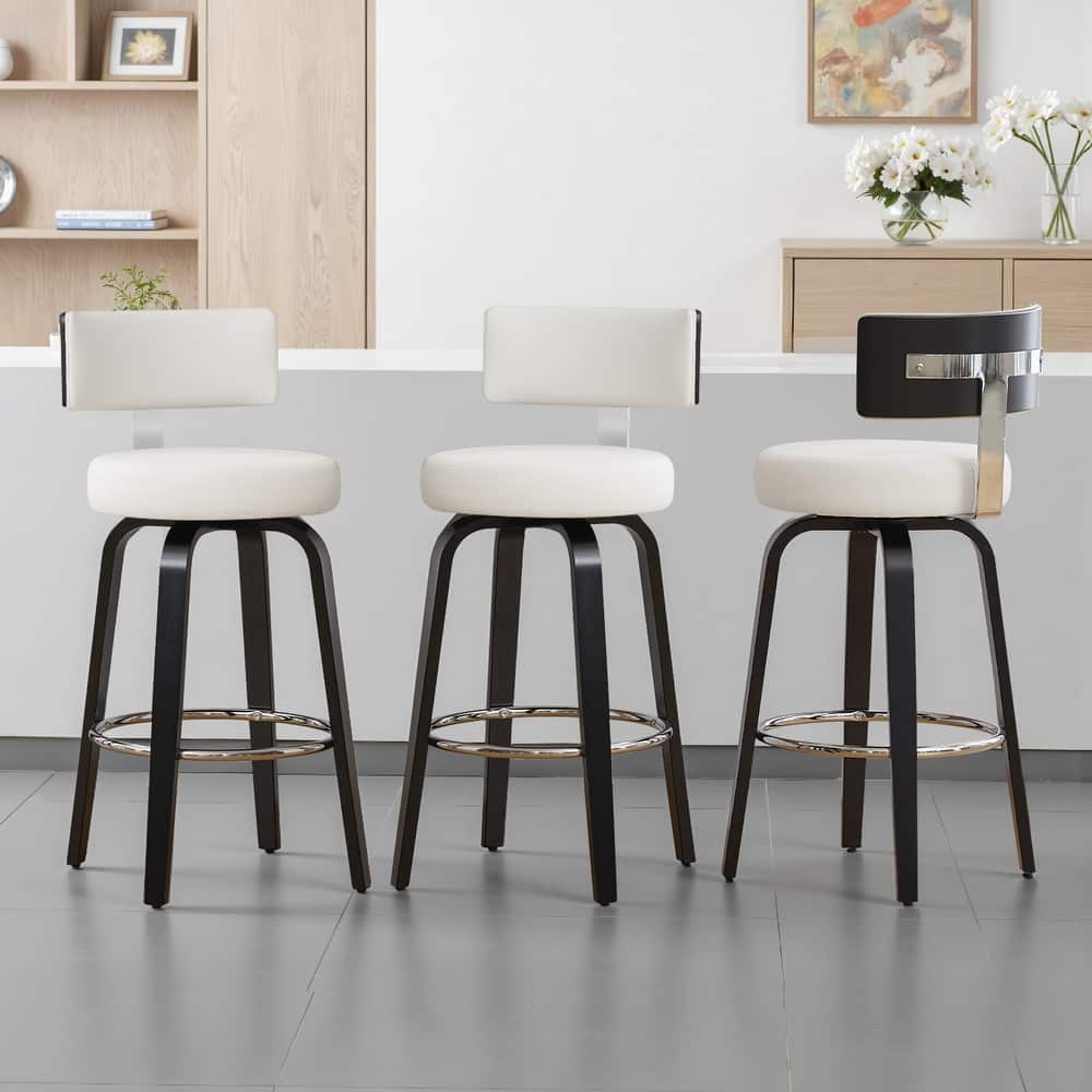 Upholstered Swivel Counter/ Bar Stools with T-Shaped Backrest