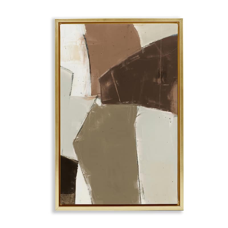Stupell Contemporary Neutral Earth Tones Framed Floater Canvas Wall Art Design By Kippi Leonard - 17 x 25 - Gold