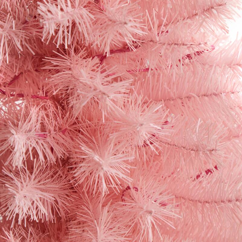 3’ Pre-Lit Mini Pink Artificial Christmas Tree, Clear LED Lights - 3 Foot