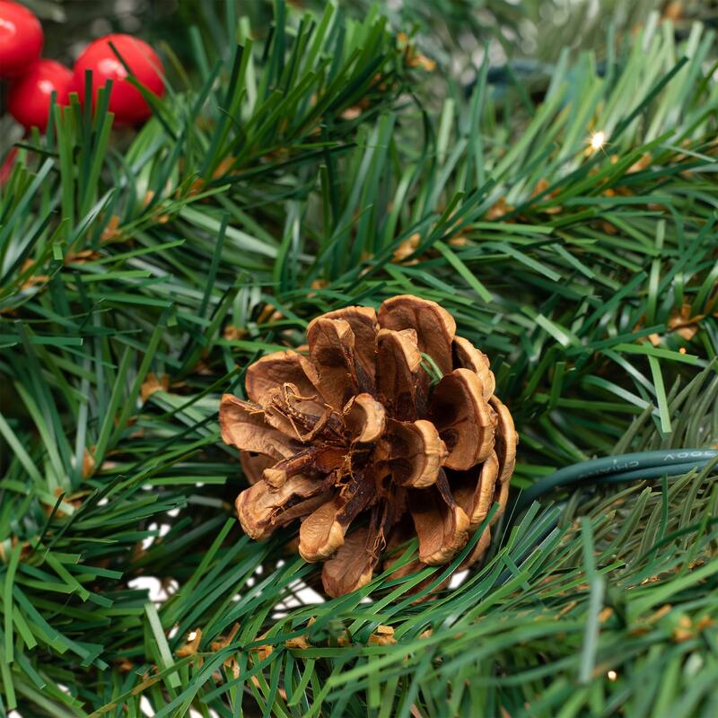 Real Touch™ Pre-Lit Mixed Noble Spruce Wreath - 24" - Clear Lights