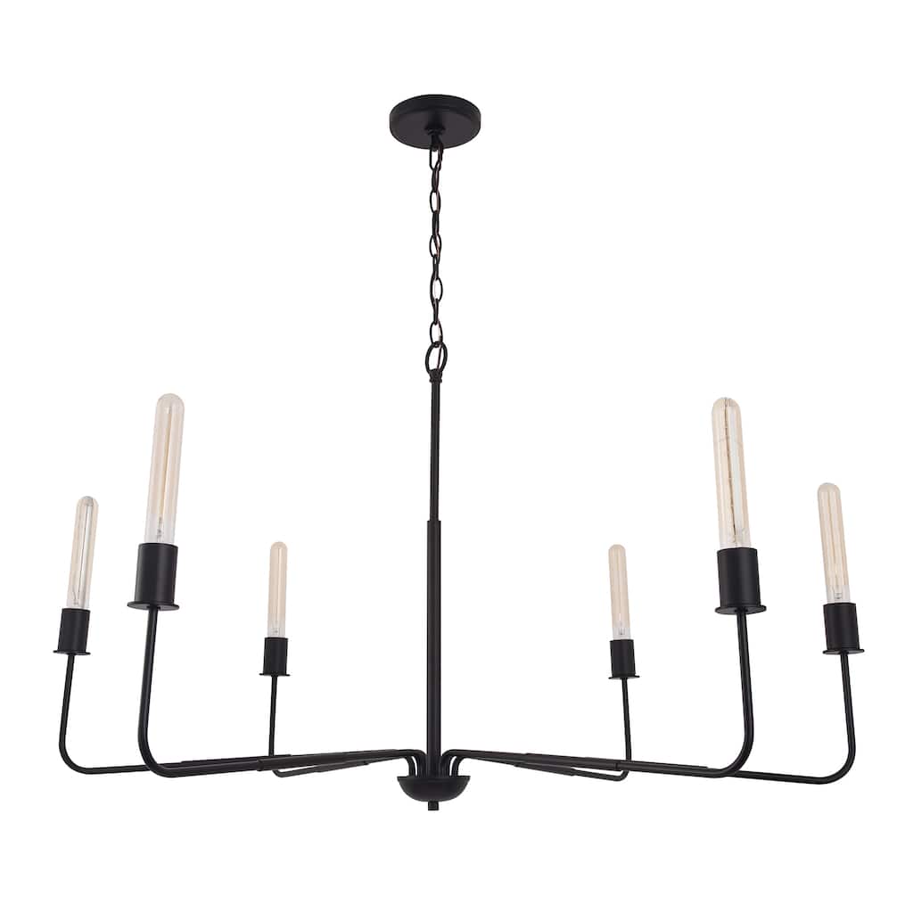 Radiant 6 Light Modern Farmhouse Chandelier - Black - 42"D x 42"W x 79"H
