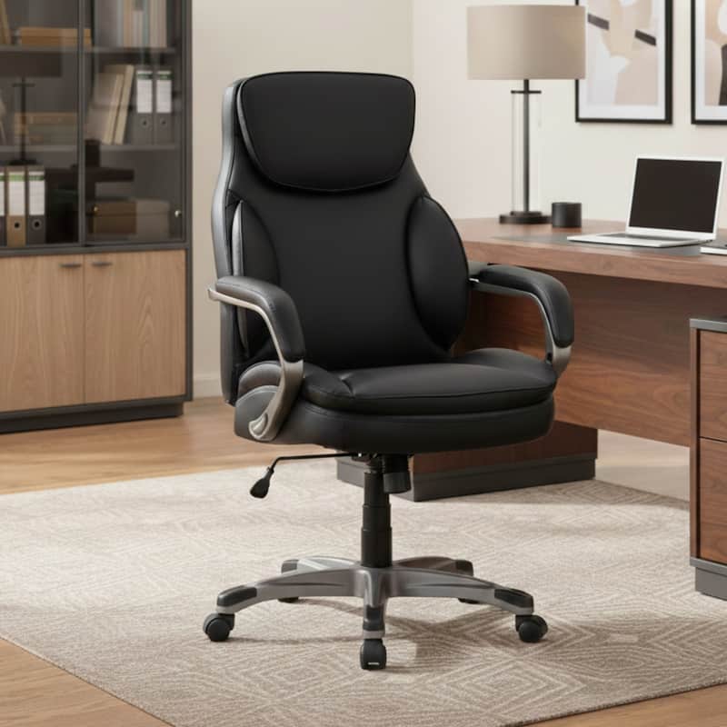 Sealy® Palisade Faux Leather Office Chair with Memory Foam Seat and Adjustable Height