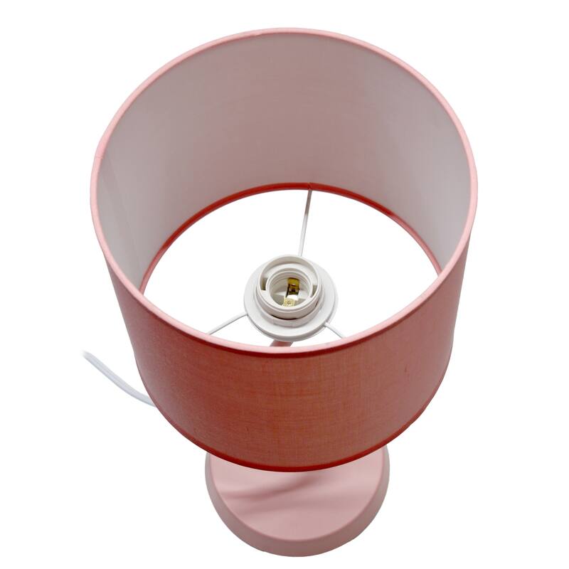 Abstract Angular Table Lamp with Drum Shade - 17" - Pink