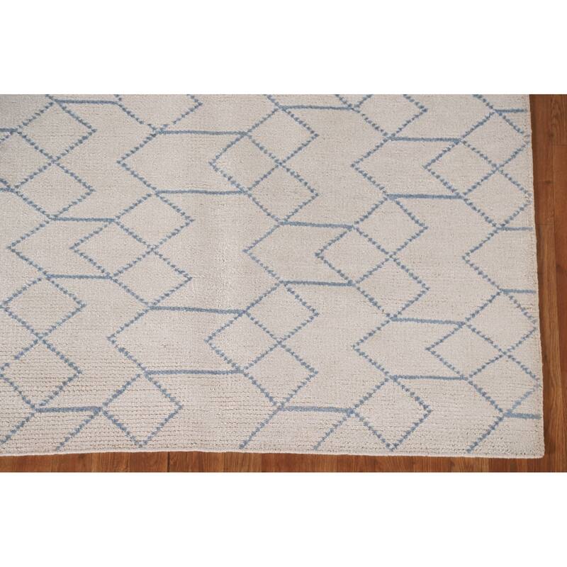 All-Over Trellis Moroccan Oriental Area Rug Hand-Knotted Wool Carpet - 5'1"x 8'0"