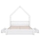 preview thumbnail 8 of 22, Wood Queen Size House Bed, Kids Platform Bed Frame with Guardrail Headboard, Modern Storage Bed with 2 Drawers