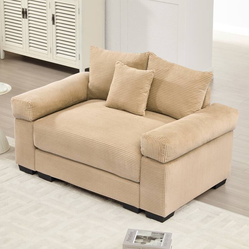 Roomfitters 54.3" Oversized Cloud Modular Sofa, Deep Seat Corduroy Couch with Extra-Thick Armrests