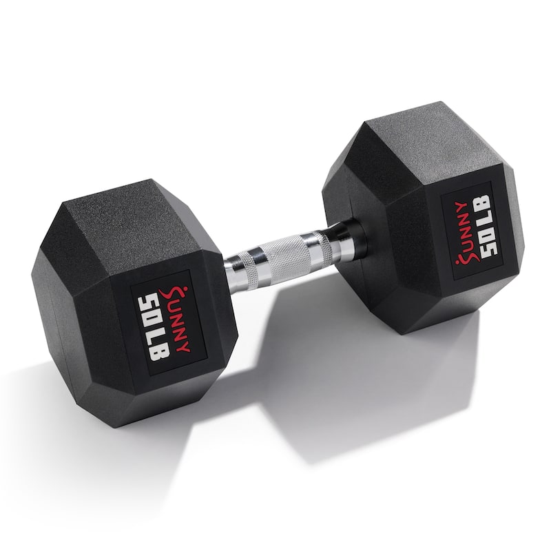 Sunny Health & Fitness Core Fit Hex Style Dumbbells 50-Pound (Single) - SF-DB03-50 - 15.56Lx7.99Wx7.01H - Black - 15.56Lx7.99Wx7.01H - Metal