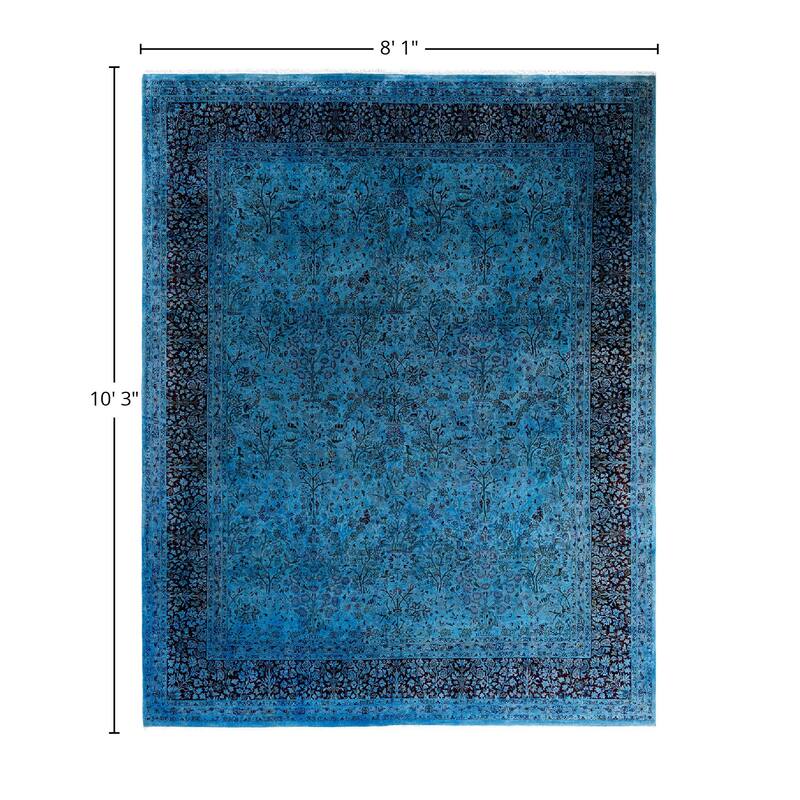 Fine Vibrance One-of-a-Kind Hand-Knotted Area Rug - Blue, 8' 1" x 10' 3" - 8' 1" x 10' 3"