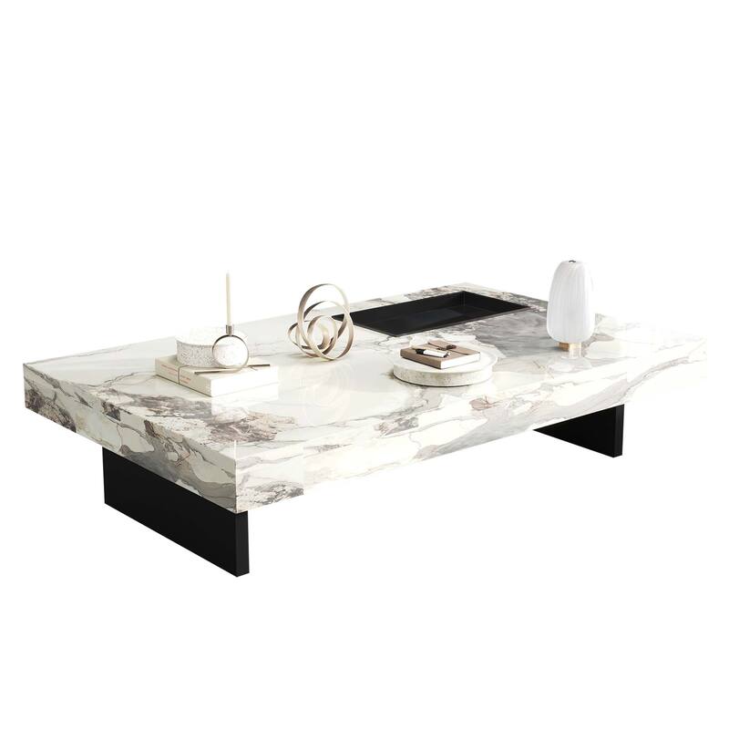 JASIWAY Light Luxury Sintered Stone Rectangle Coffee Table