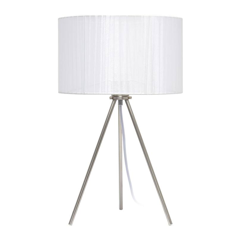 Creekwood Home 19.69" Contemporary Brushed Nickel Pedestal Table Lamp - 19.69 - Brushed Nickel/White