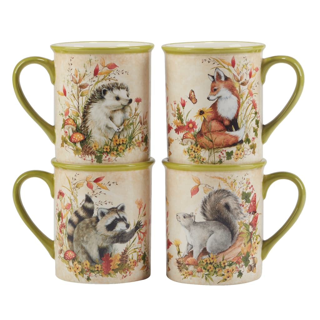 Certified International Woodland Critters 18 oz. Mugs, Set of 4