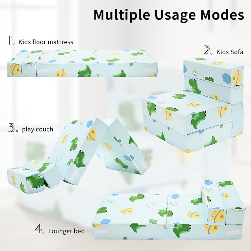 DoCred Kids Folding Sofa, Convertible Floor Mattress, Bed, Play Couch