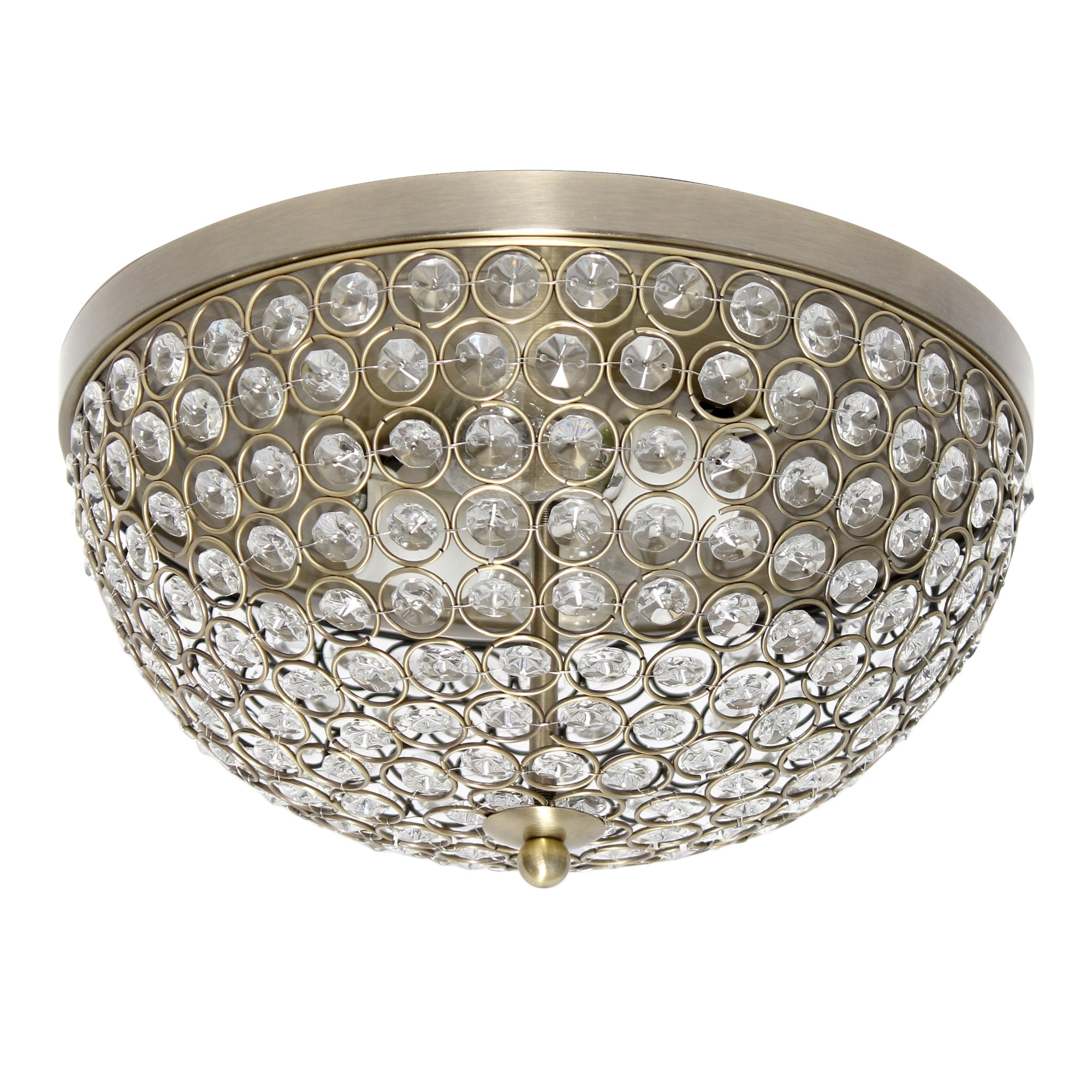 Dome Crystal 2 Light Flush Mount Ceiling Light Fixture - 13