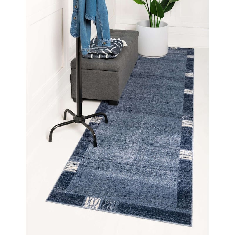 Contemporary Weby Collection Area Rug - 2'7"x10' - Light Blue