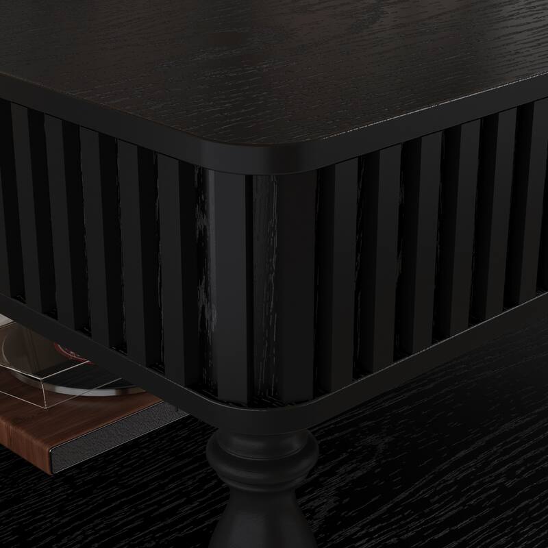 Rustic Style Lift-Top Coffee Table with Hidden & Open Storage