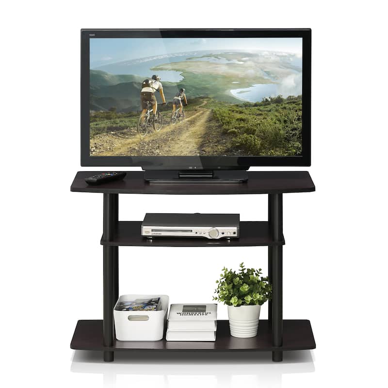 Porch & Den St. Marks No Tools 3-Tier TV Stand - Dark Walnut