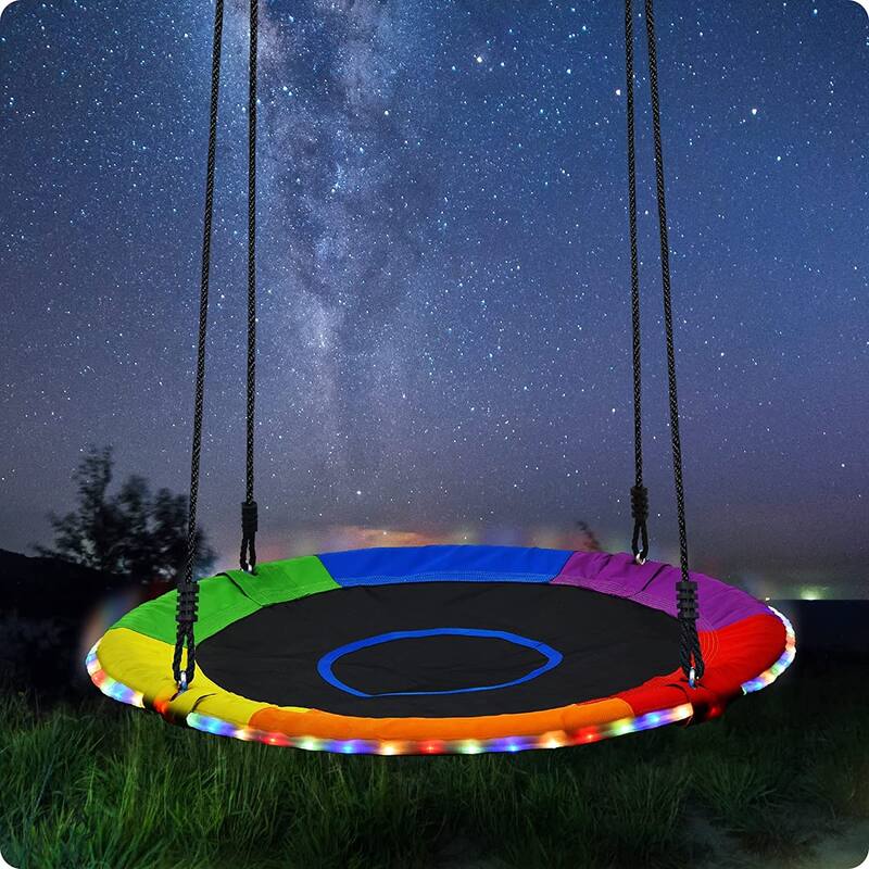 Trekassy 40" LED Saucer Swing 700lbs Outdoor Backyard Tree Swing for Kids and Adults - Red