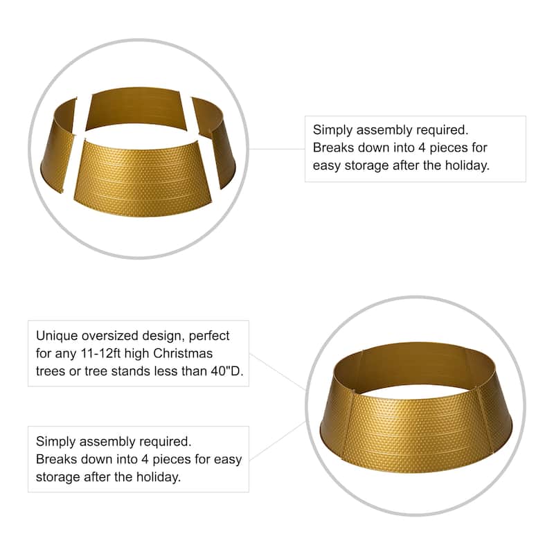 Glitzhome 40.5"D Christmas Hammered Metal Tree Collars