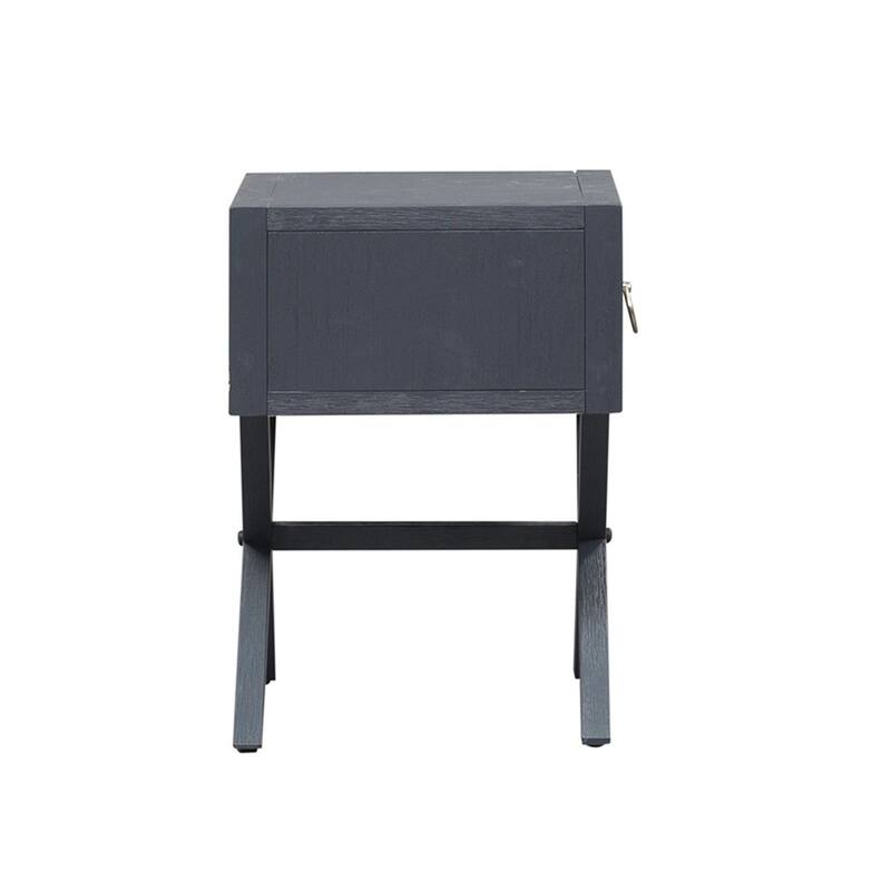 East End Wire Brushed Denim, White, & Black 1 Drawer Accent Table
