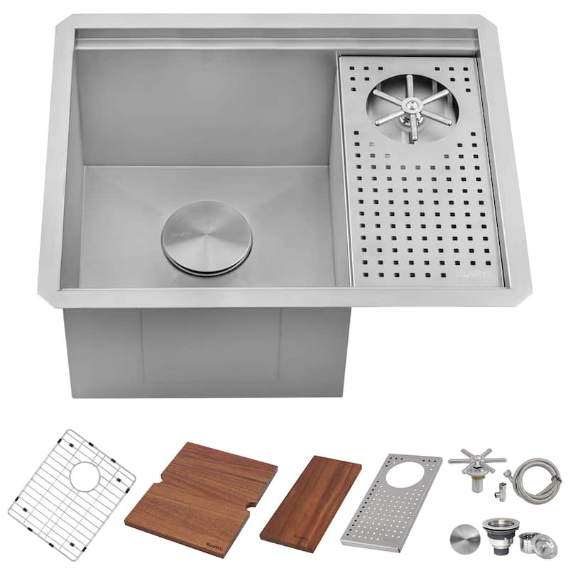 Ruvati Glass Rinser and Sink Combo 22 inch Workstation for Wet Bar Bottle Washer Undermount - 22 x 18 - 22 x 18