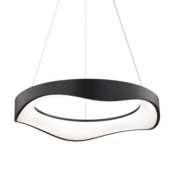 slide 2 of 11, Vaxcel Lighting H0310 Bowen 21" Wide LED Abstract Ring Chandelier Textured Black