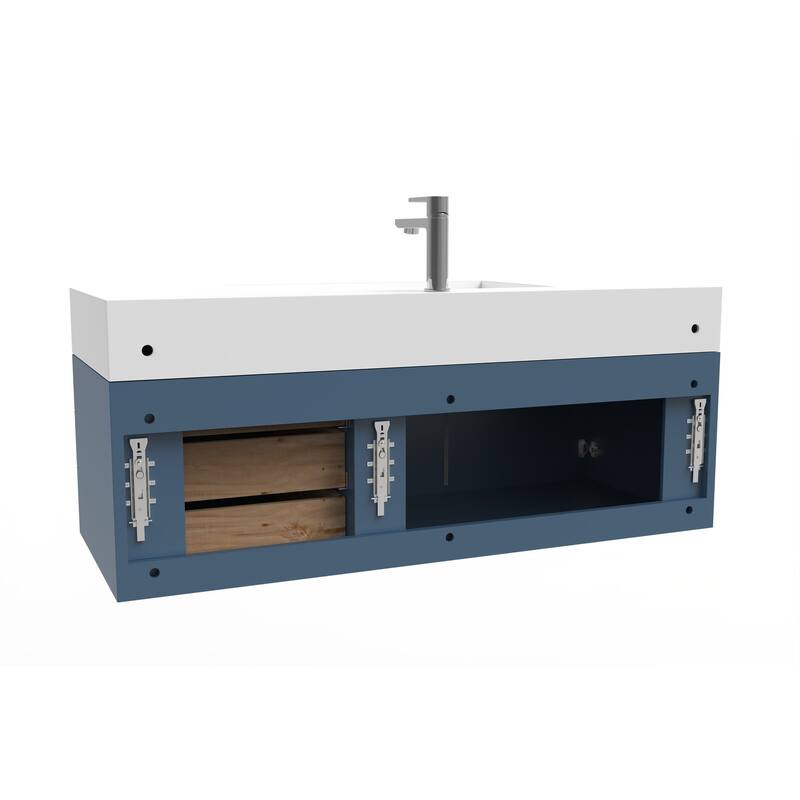 Amazon 48" Wall Mounted Bathroom Vanity Set with White Solid Surface Top