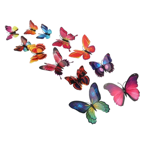 12pcs 3D Butterfly Wall Sticker Decal Sticker for Bedroom Decoration Brown Blue - Brown, Blue