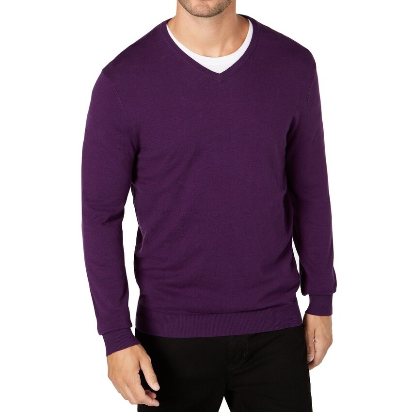 mens purple sweater outfit