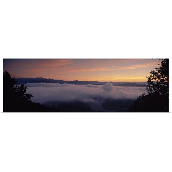 "Clouds over a lake at sunrise, Fontana Lake, North Carolina" Poster Print