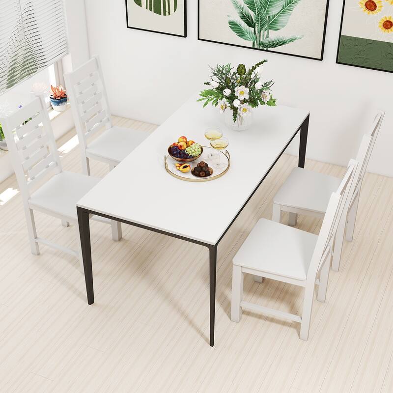 Classic Solid Wood Dining Chairs Set of 2 with High Back and Hollowed Design Vintage Style Kitchen Chairs - 18" x 21" x 39.5"