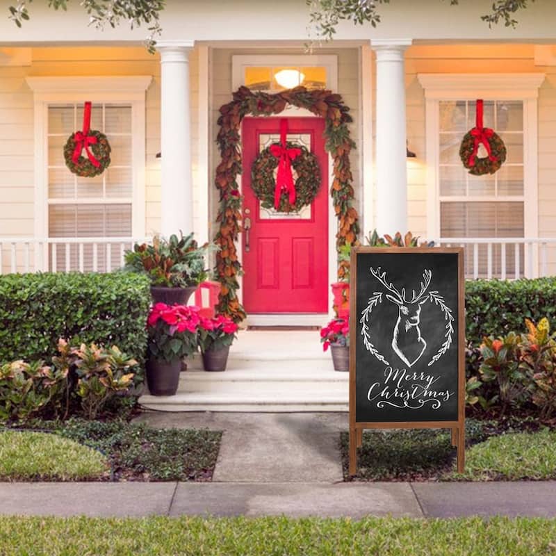 Rustic A Board Magnetic Chalkboard Signs Double Sided Blackboard Brown - 20" W x 39" H